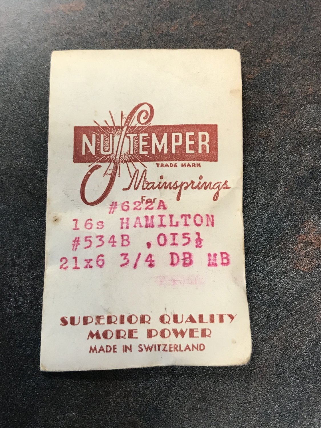NuTemper Mainspring for Hamilton 534B for 16s - Steel
