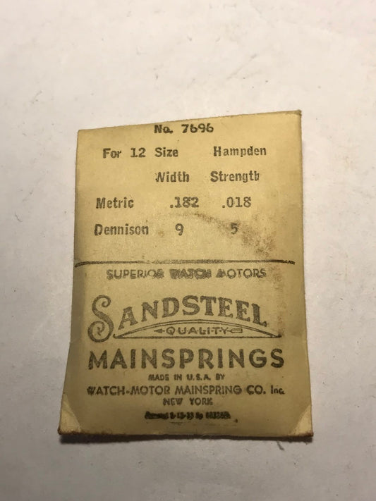 Sandsteel Mainspring for Hampden 12s No. No. 7696 - Steel