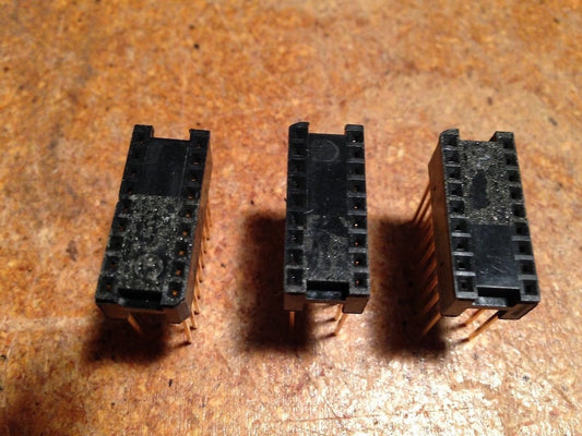 Lot of 3 - 18 pin standard profile wire wrap IC sockets with gold leads