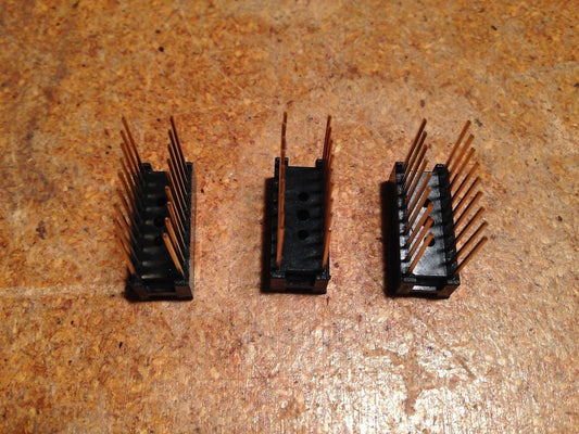 Lot of 3 - 18 pin standard profile wire wrap IC sockets with gold leads