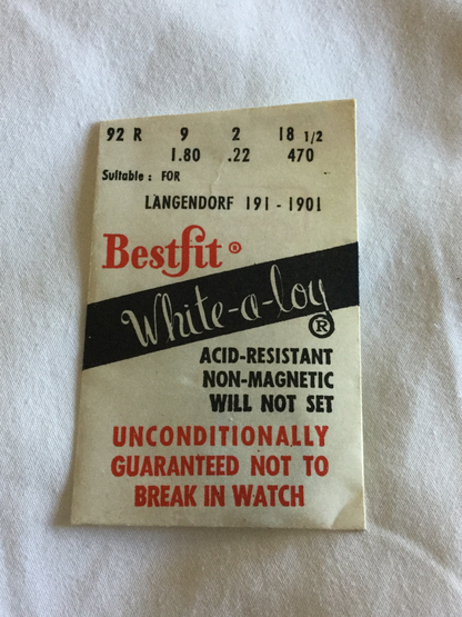 BESTFIT Mainspring 92R for Langendorf 191 - 1901 - Alloy