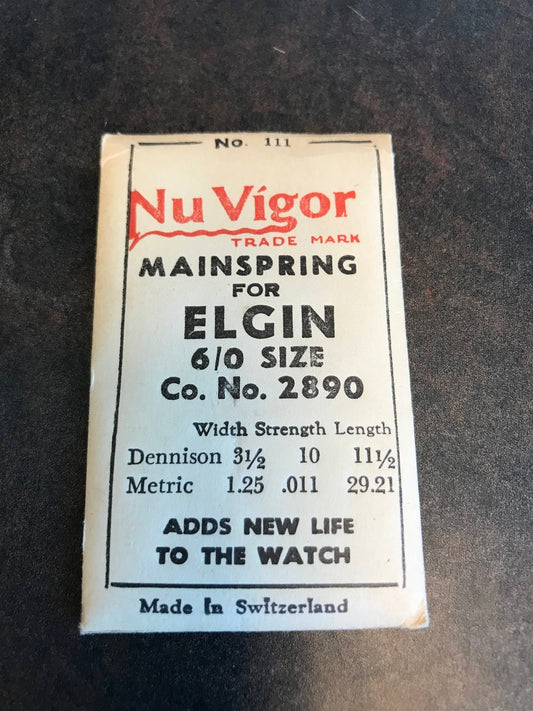 NuVigor Mainspring #111 for Elgin 5/0s & 6/0s Factory No. 2890 - Steel