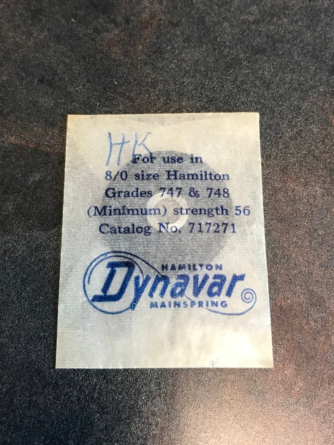Hamilton Factory Dynavar Mainspring for 8/0s Hamilton No. 717271 - Alloy