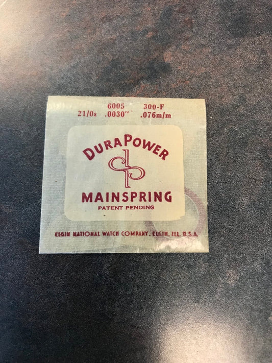 Elgin DuraPower Factory Mainspring for 21/0s No. 6005 - Alloy
