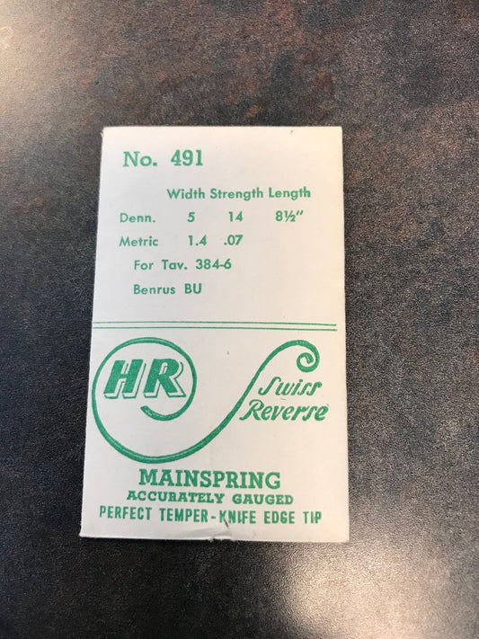 HR Mainspring for Benrus caliber BU & Tavannes caliber 384-6 - Steel