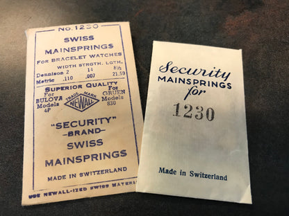 NEWALL Security Mainspring #1230 for Bulova 4P & Gruen 830 - Steel