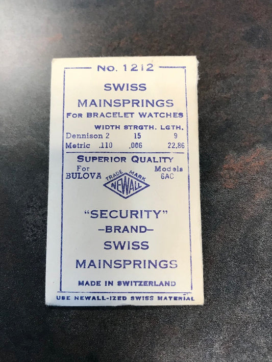 NEWALL Security Mainspring #1212 for Bulova caliber 6AC - Steel