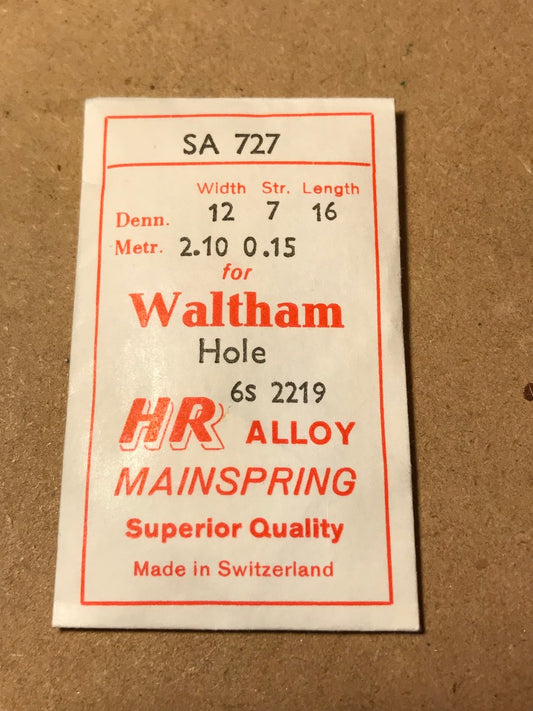 HR Mainspring SA727 for Waltham 6s Factory No. 2219 - Alloy
