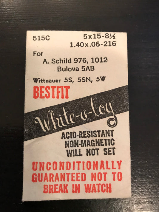 BESTFIT Mainspring 515C for AS 976, 1012, Bulova 5AB, 5AC, 6AL & Witt 5S, 5SN, 5W - Alloy