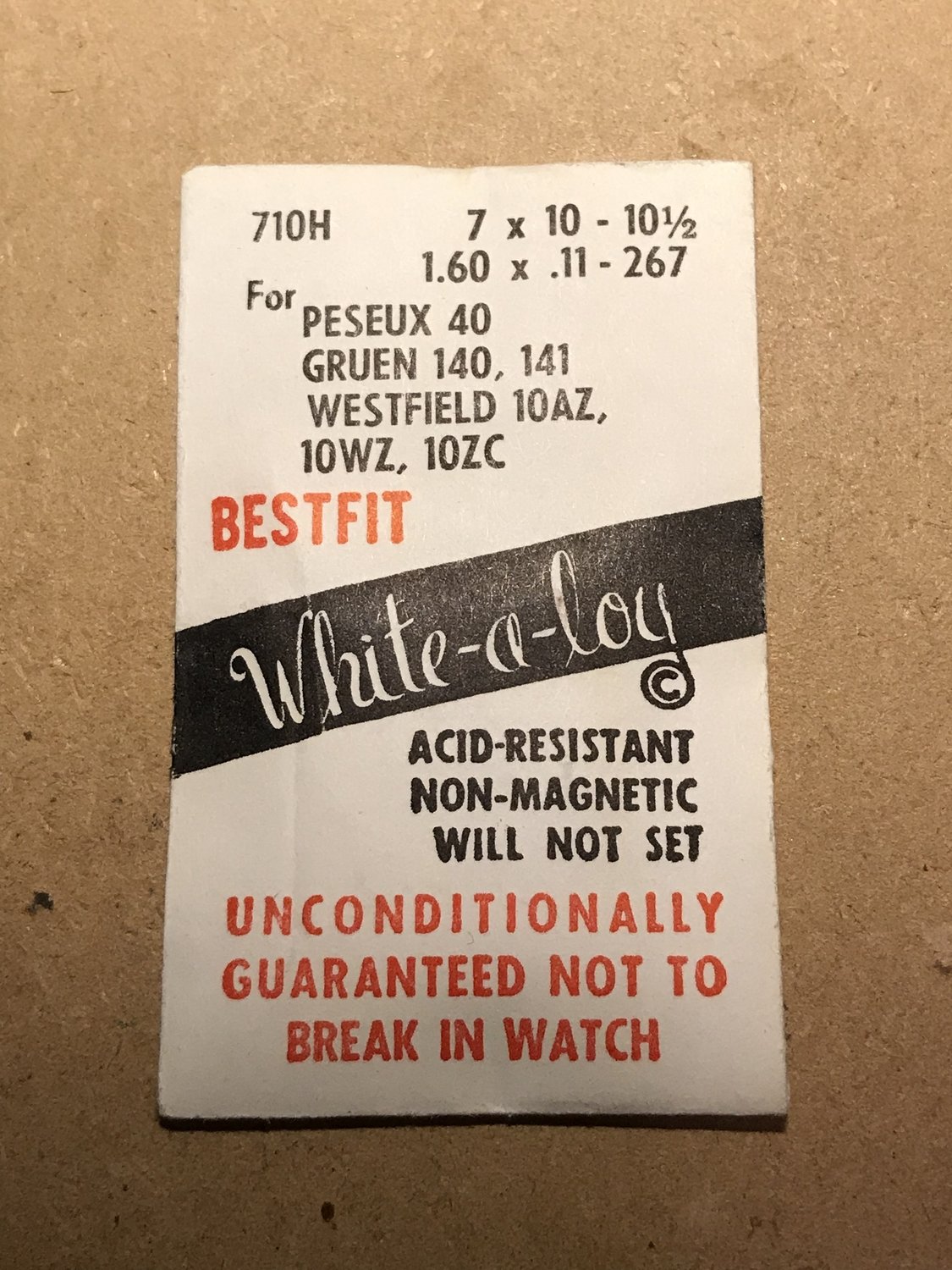 BESTFIT Mainspring 710H for Peseux 40, Westfield 10AZ, 10WZ, 10ZC - Alloy