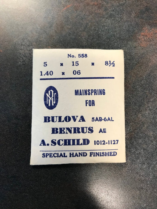 RN Mainspring No. 558 for Bulova 5AB & 6AL + A.S. 1012-1127 movements - steel