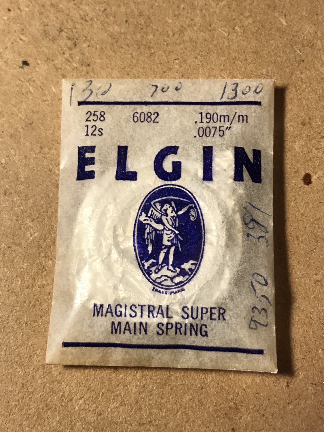 Elgin Factory Magistral Super Mainspring for 12s No. 6082 - Alloy