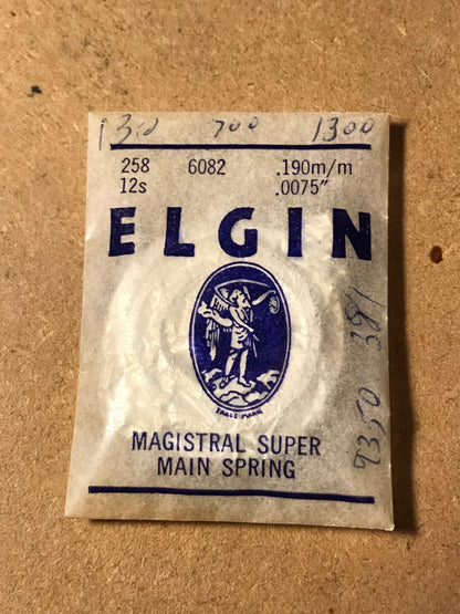 Elgin Factory Magistral Super Mainspring for 12s No. 6082 - Alloy