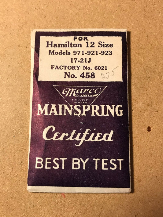 Marco Mainspring #458 for Hamilton 10s No. 6021 - Steel