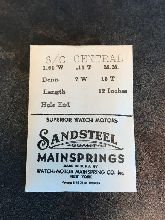 Sandsteel Mainspring for Central Watch Co (Benrus) 6/0s - Steel