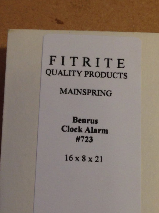 Benrus Travel Clock Alarm Mainspring #723 made by FITRITE
