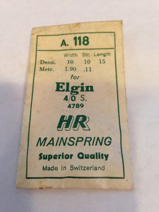 HR Mainspring A118 - Elgin 4/0s 4789 - Steel