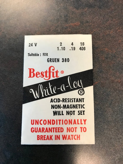 BESTFIT Mainspring 24V for Gruen caliber 380, 381, 385, 386 Pocket Watch - Alloy